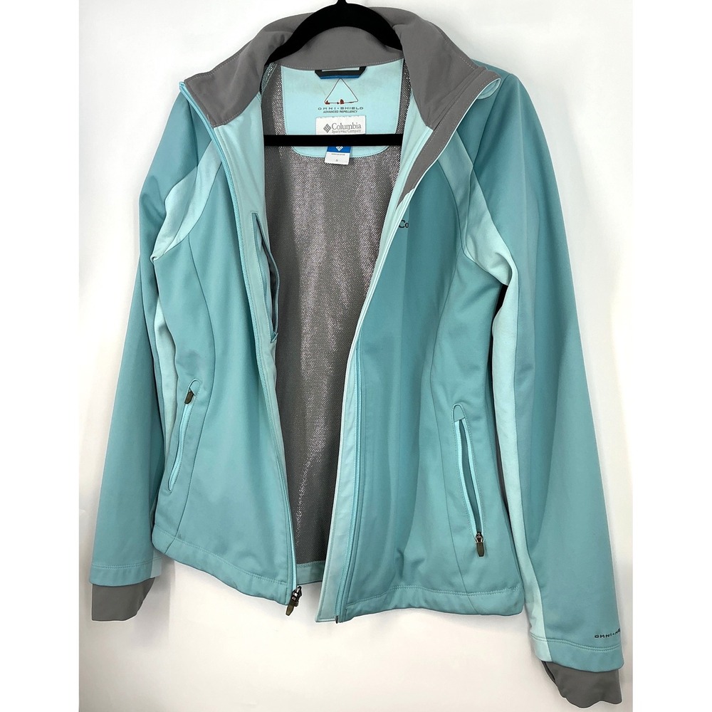 Columbia Aqua Gray Full Zip Omni-Shield Omni-Heat Jacket Sz S gorpcore Outerwear